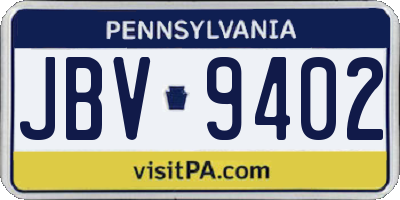 PA license plate JBV9402