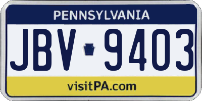 PA license plate JBV9403