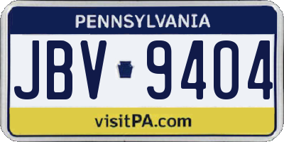 PA license plate JBV9404