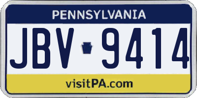 PA license plate JBV9414