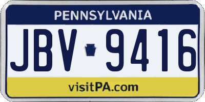 PA license plate JBV9416