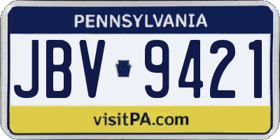PA license plate JBV9421