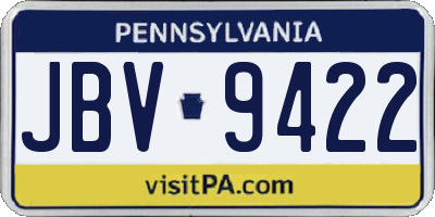 PA license plate JBV9422