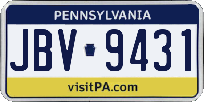 PA license plate JBV9431