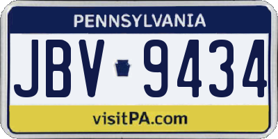 PA license plate JBV9434