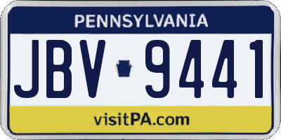 PA license plate JBV9441