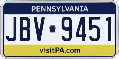 PA license plate JBV9451