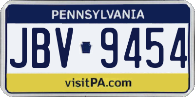PA license plate JBV9454