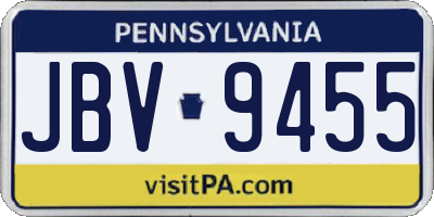 PA license plate JBV9455