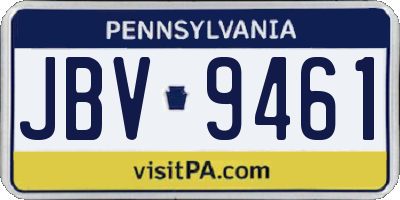 PA license plate JBV9461