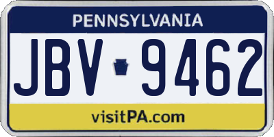 PA license plate JBV9462