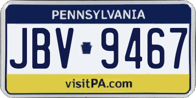 PA license plate JBV9467