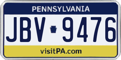 PA license plate JBV9476