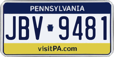PA license plate JBV9481