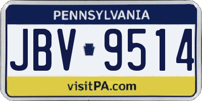 PA license plate JBV9514