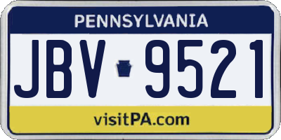 PA license plate JBV9521