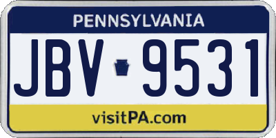 PA license plate JBV9531