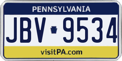 PA license plate JBV9534