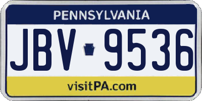PA license plate JBV9536