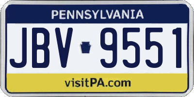 PA license plate JBV9551