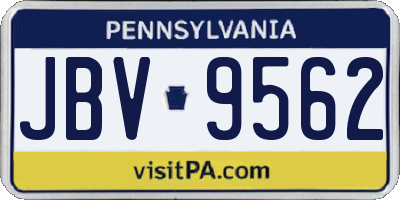 PA license plate JBV9562