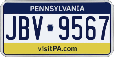 PA license plate JBV9567