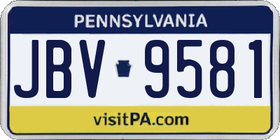 PA license plate JBV9581