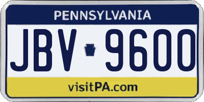 PA license plate JBV9600