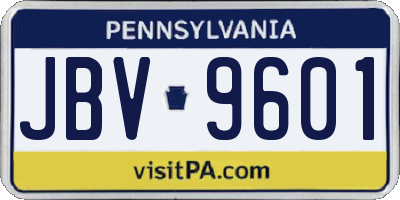 PA license plate JBV9601