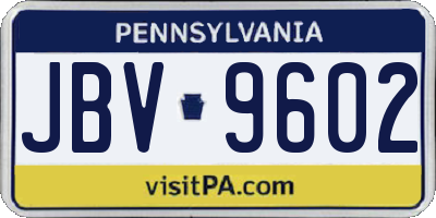 PA license plate JBV9602
