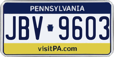 PA license plate JBV9603