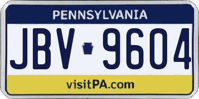PA license plate JBV9604