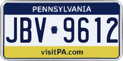 PA license plate JBV9612