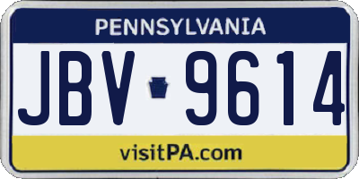 PA license plate JBV9614