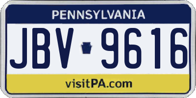 PA license plate JBV9616