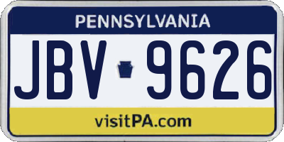 PA license plate JBV9626