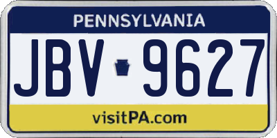 PA license plate JBV9627