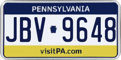 PA license plate JBV9648