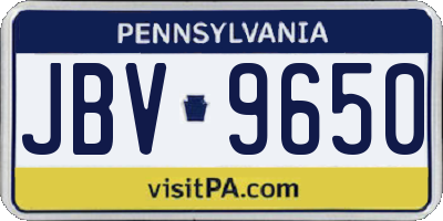 PA license plate JBV9650