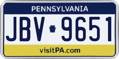 PA license plate JBV9651