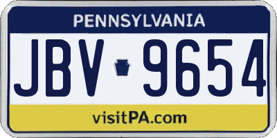 PA license plate JBV9654