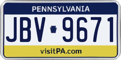 PA license plate JBV9671