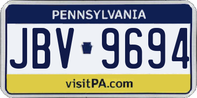 PA license plate JBV9694