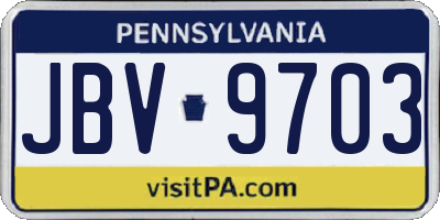 PA license plate JBV9703