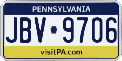 PA license plate JBV9706