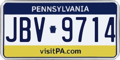 PA license plate JBV9714