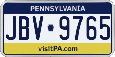 PA license plate JBV9765