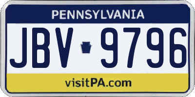 PA license plate JBV9796