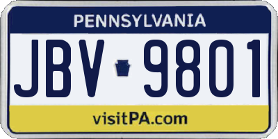 PA license plate JBV9801