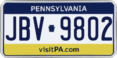 PA license plate JBV9802